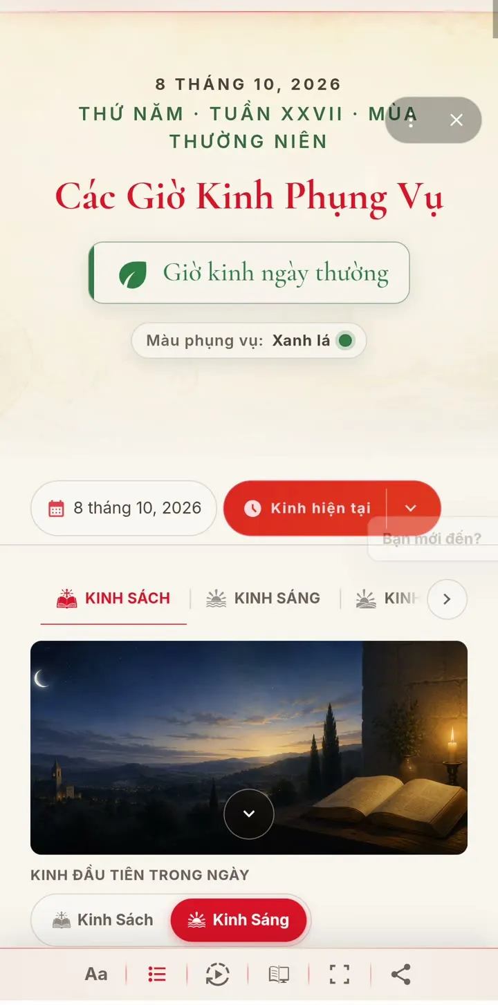 Trang Các Giờ Kinh Phụng Vụ ngày thứ Năm Tuần XXVII Mùa Thường Niên, màu phụng vụ xanh lá