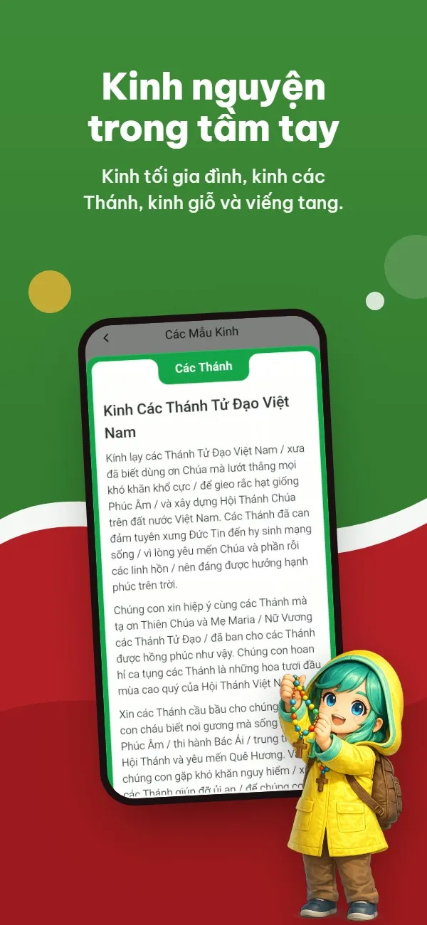 Màn hình Kinh Các Thánh Tử Đạo Việt Nam trong mục Các Mẫu Kinh của ứng dụng Thông Tin Công Giáo